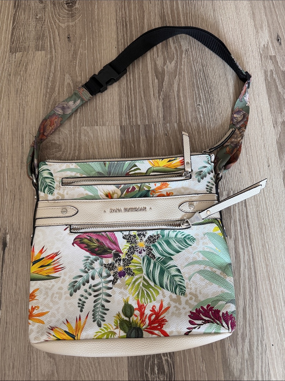 Dana Buchman Floral White Crossbody Bag with Multicolor Print